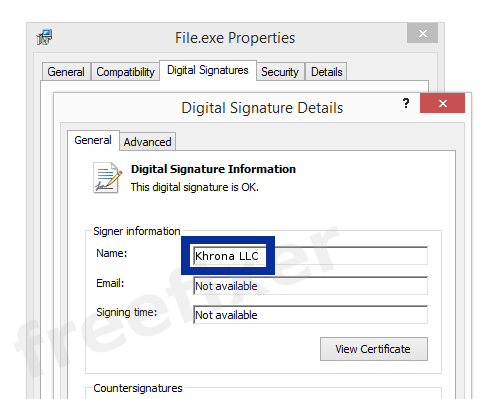 Screenshot of the Khrona LLC certificate